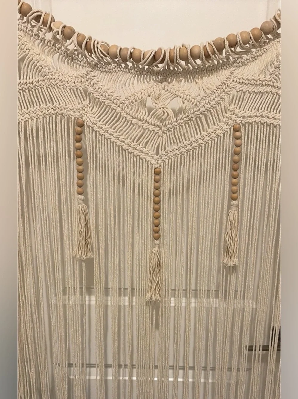 Wall Decor | Xl Boho Macrame Wall Hanging W Wooden Beads Fringe Natural ...